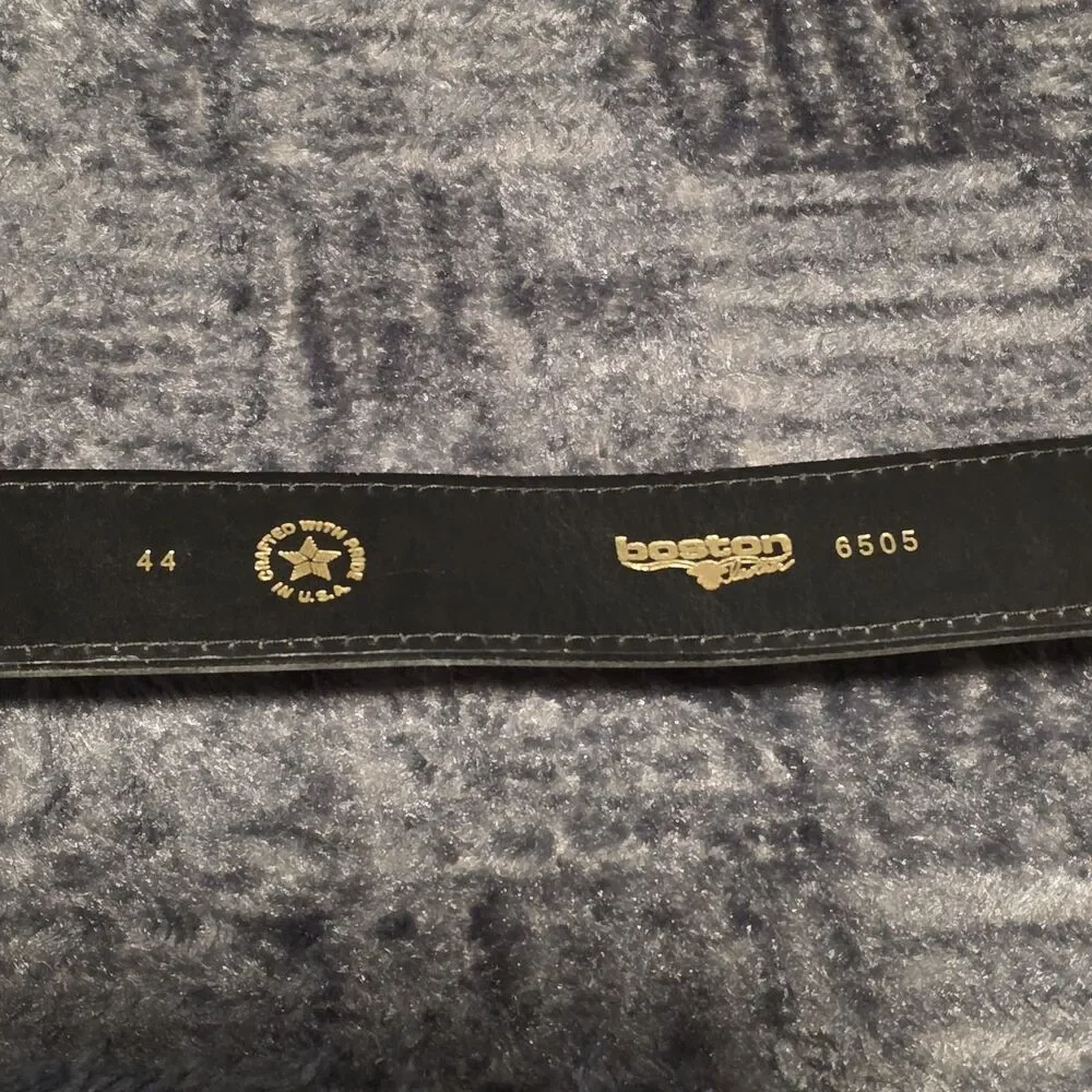 Boston Leather Patton Leather Belt 44 Black Heavy Duty Silver Buckle 1 5/8